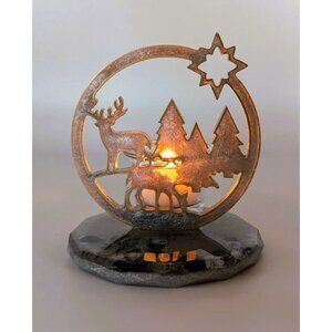 Tea Light Holder Winter Theme in Silver Glitter Ornament Handmade NEW